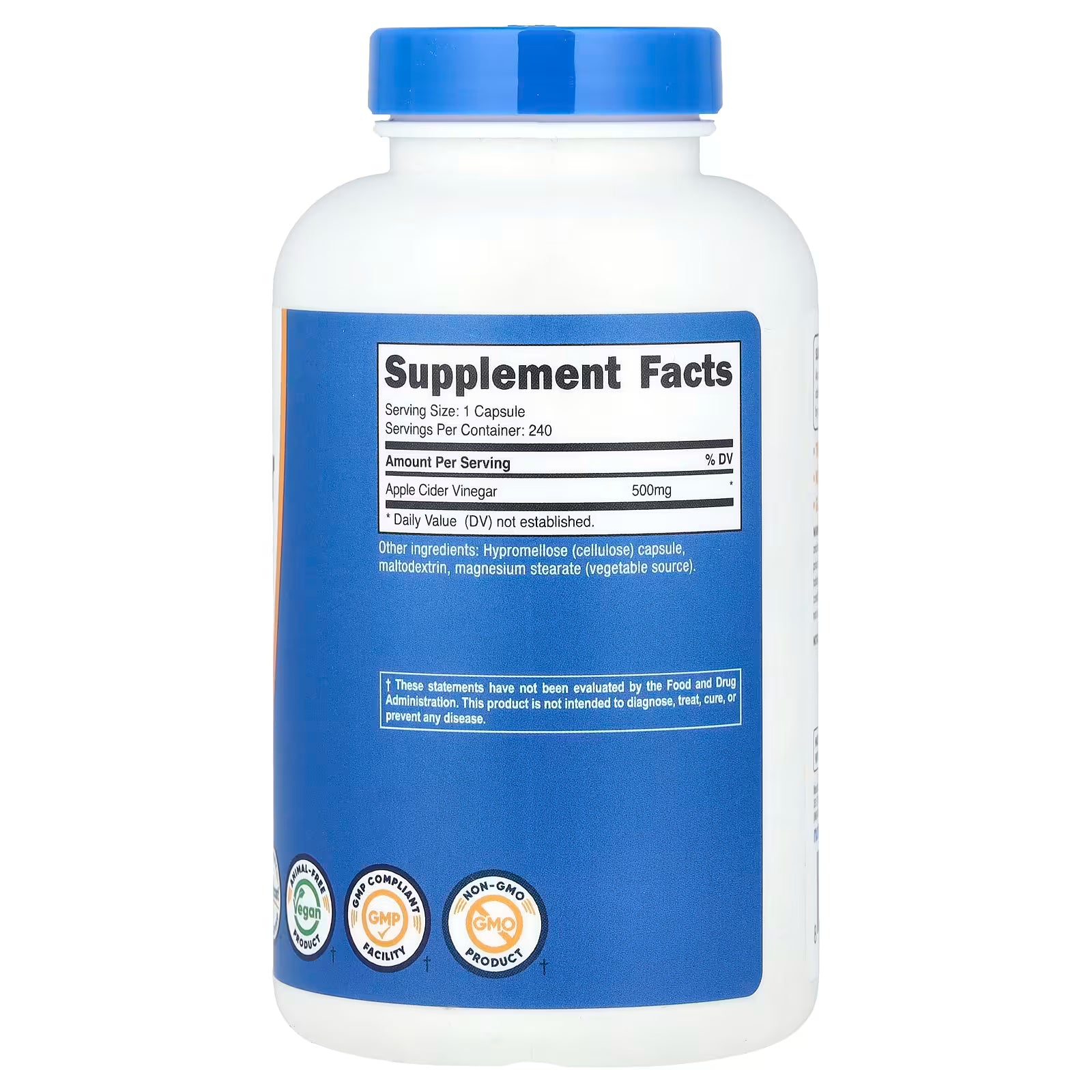APPLE CIDER 500MG VINEGAR 240 CAPSULES/VINAGRE DE MANZANA CAPSULAS