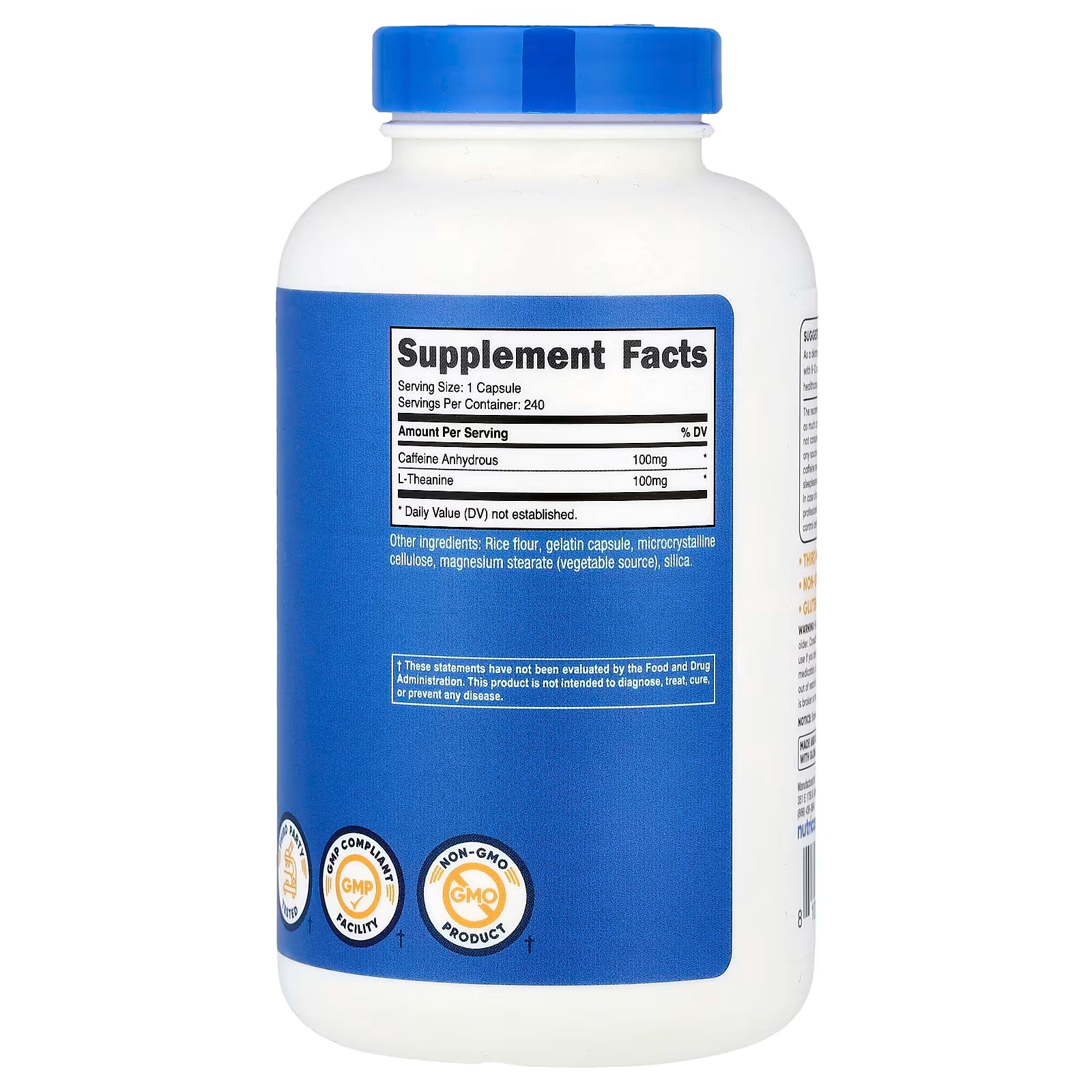 CAFEINA CON TEANINA CAFFEINE THEANINE 240 CAPSULAS