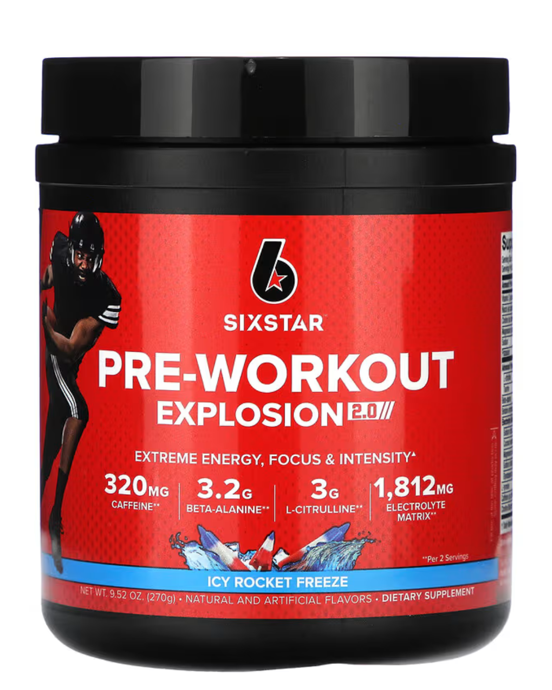 SIXSTAR, Explosión 2.0 preentrenamiento, Ice rocket freeze, 270 g (9,52 oz)