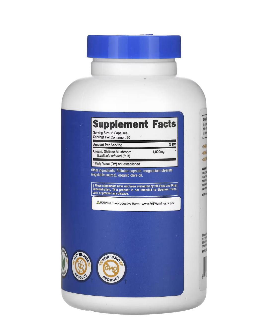 SHIITAKE MUSHROOM 1000MG 180 CAPSULES/ HONGO SHIITAKE 180 CAPSULAS