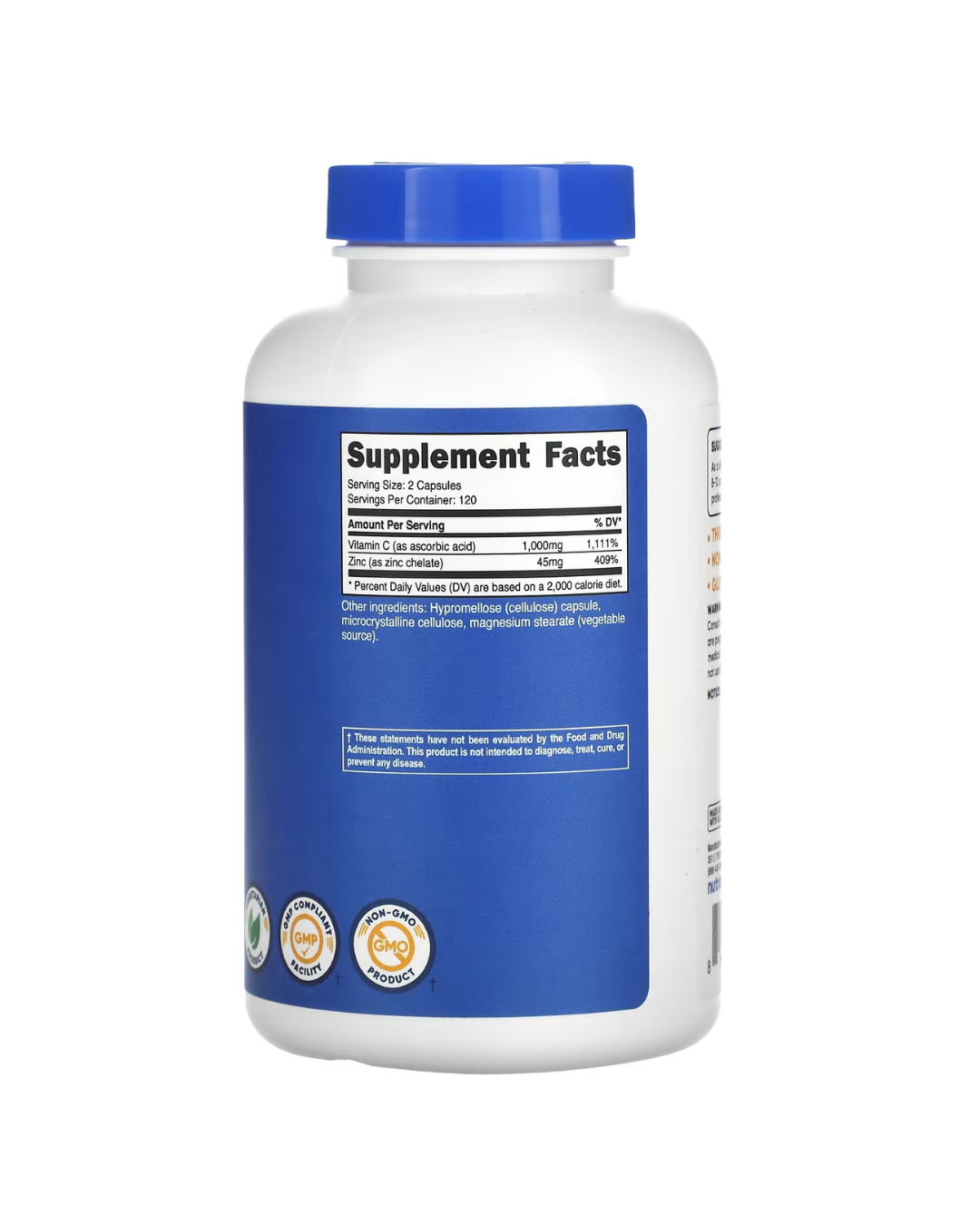 VITAMIN C 1000MG WITH ZINC 240 CAPSULES/ VITAMINA C ACIDO ASCORBICO CON ZINC 1000MG 240 CAPSULAS