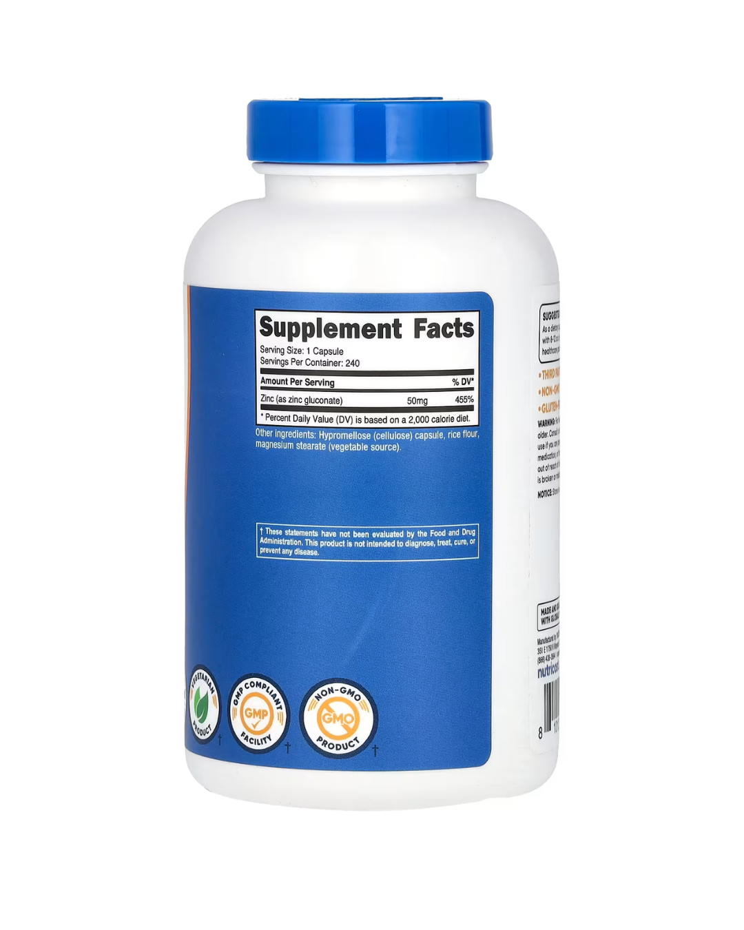 ZINC GLUCONATE 50 MG 240 CAPSULES/ ZINC GLUCONATO CAPSULAS