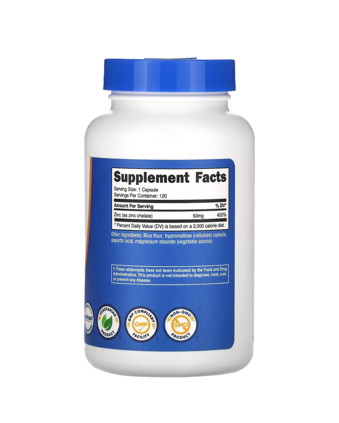 ZINC CHELATE 50 MG 120 CAPSULES/ QUELATO DE ZINC QUELADO