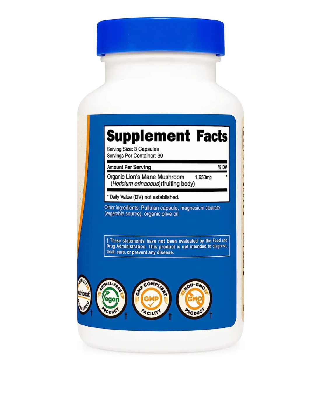 LIONS MANE MUSHROOM 2100MG 90 CAPSULES/ HONGO MELENA DE LEON 90 CAPSULAS