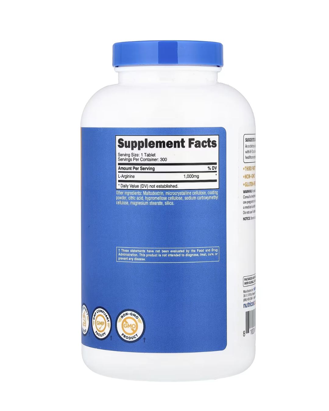 L ARGININE 1000 MG 300 TABLETAS / L ARGININA 1000 MG TABLETS