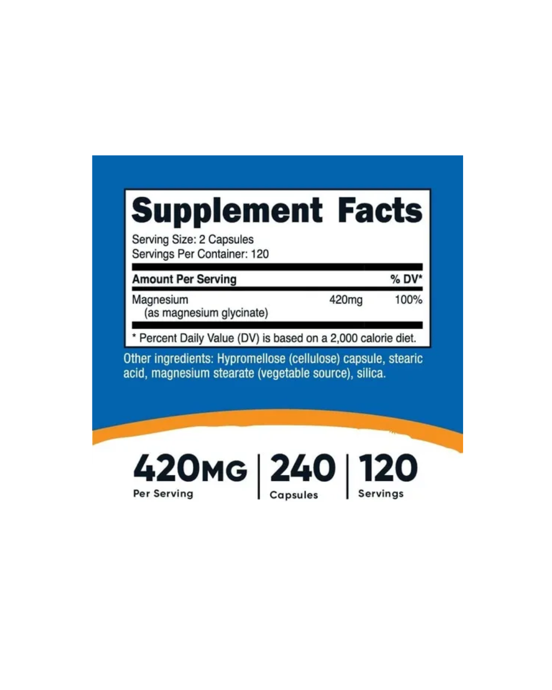 MAGNESIUM GLYCINATE 420 MG 240 CAPSULES/ GLICINATO DE MAGNESIO 240 CAPSULAS