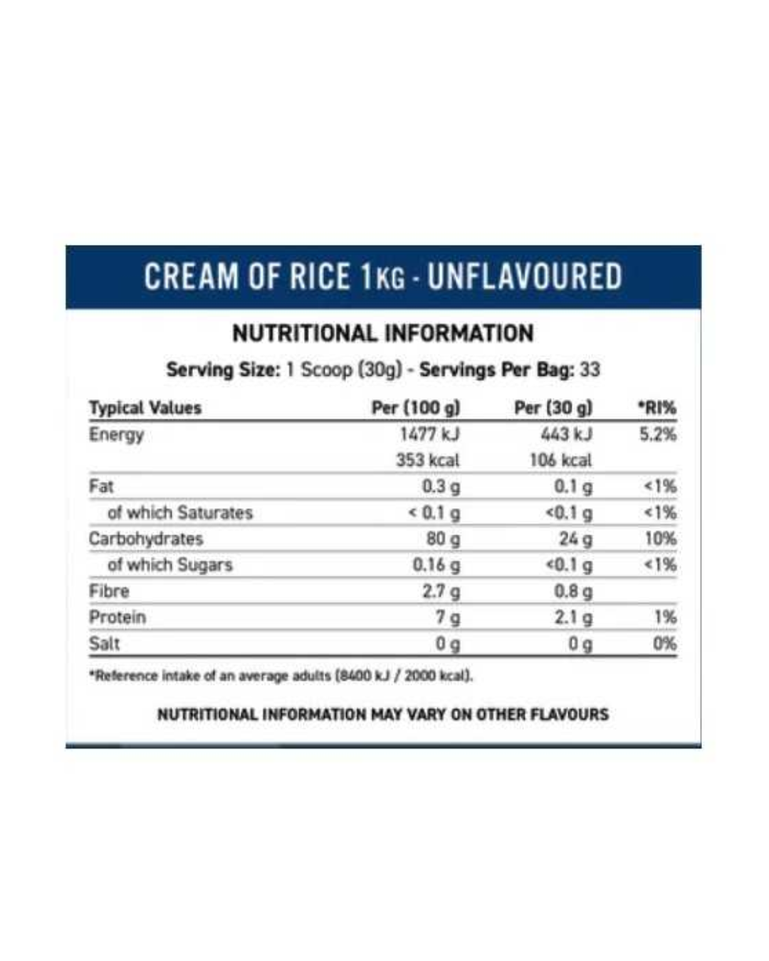 Crema de arroz applied nutrition 1KG