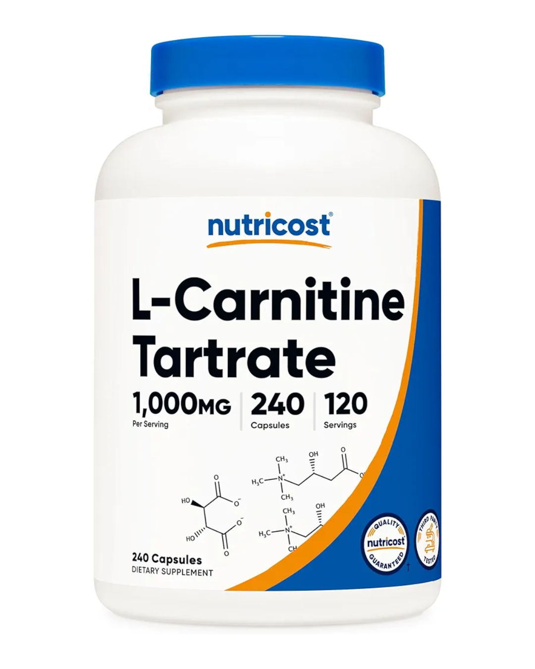 L-Carnitina 1,000 mg, 240 cápsulas - 500 mg por cápsula, 120 porciones