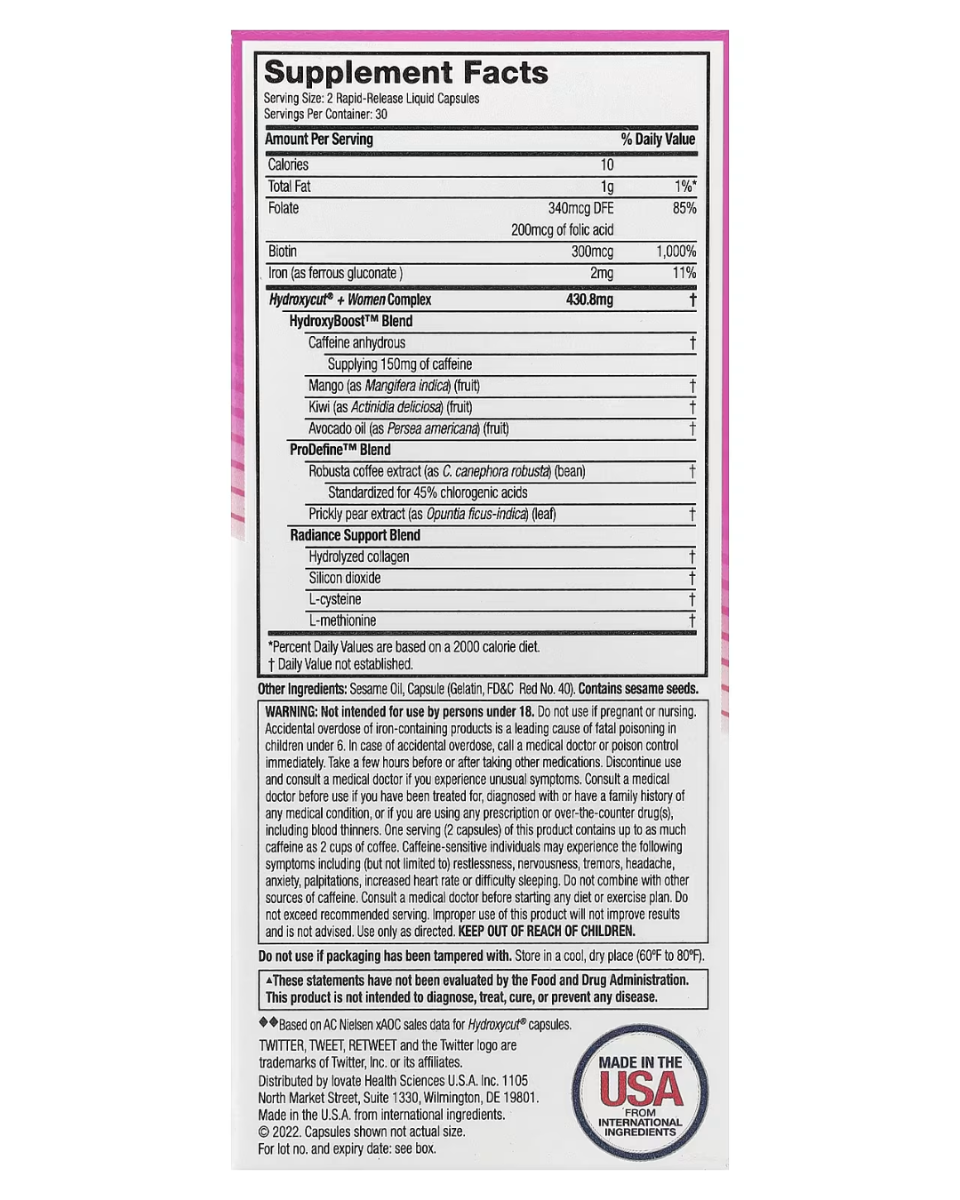 Hydroxycut, Weight Loss + Women, 60 cápsulas líquidas de liberación rápida