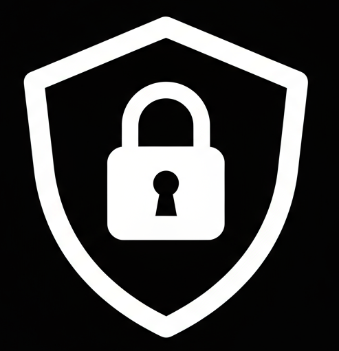 genera un icono de pagos 100% seguros que sea en blanco y con fondo negro sin textos 