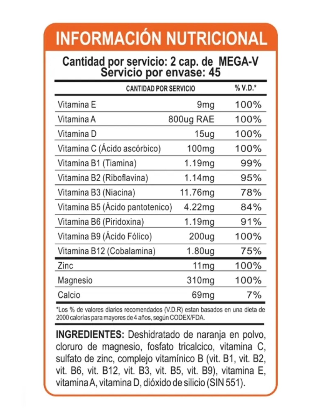 Multivitaminico Adn Mega V 100 Caps